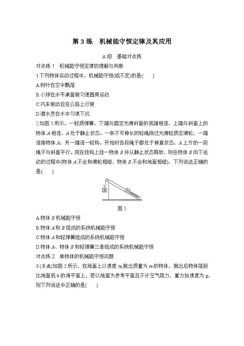 2025年高考物理二轮复习第五章　机械能守恒定律 第三讲　机械能守恒定律及其应用课件+讲义（教师+学生）+跟踪练习01