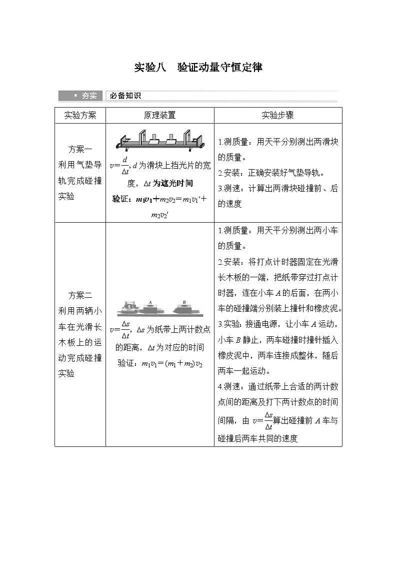 2025年高考物理二轮复习第六章　动量守恒定律 实验八　验证动量守恒定律课件+讲义（教师+学生）+跟踪练习01