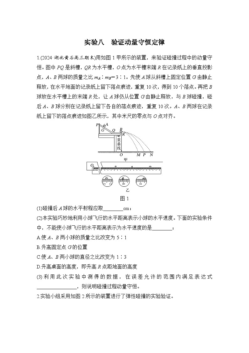 2025年高考物理二轮复习第六章　动量守恒定律 实验八　验证动量守恒定律课件+讲义（教师+学生）+跟踪练习01