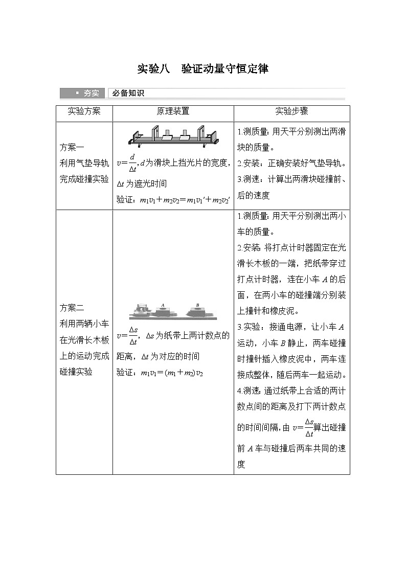 2025年高考物理二轮复习第六章　动量守恒定律 实验八　验证动量守恒定律课件+讲义（教师+学生）+跟踪练习01