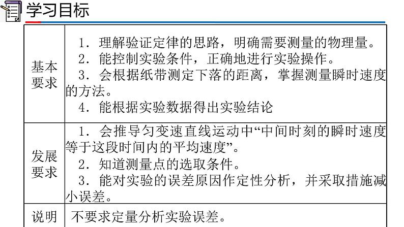 2023-2024学年高一物理人教版2019必修第二册同步课件  8.5 实验：验证机械能守恒定律第2页