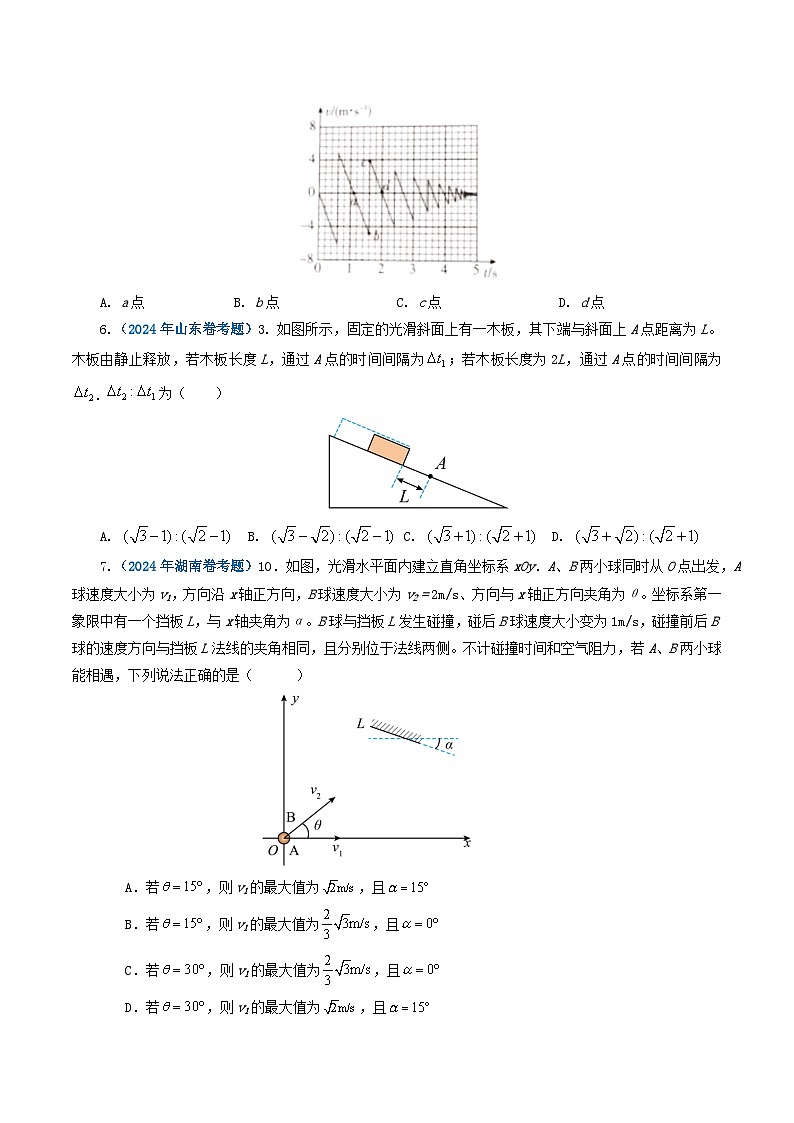 专题01 直线运动-2024年高考真题和模拟题物理分类汇编02