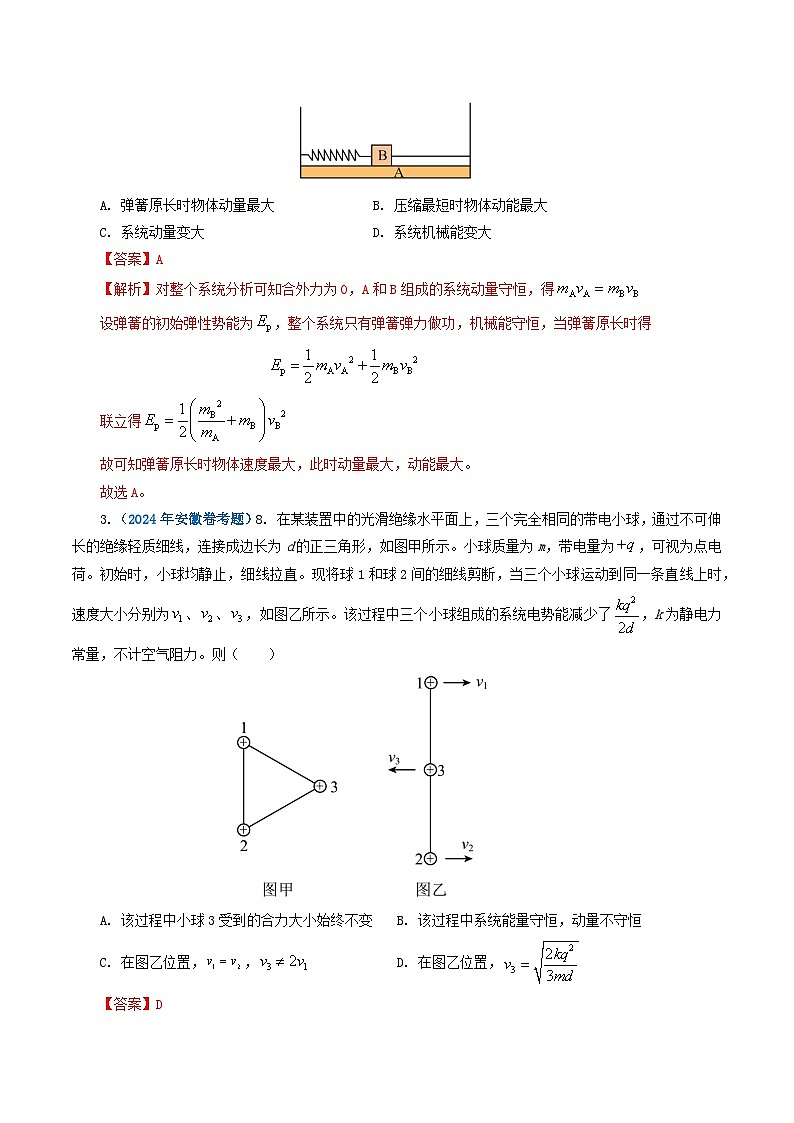 专题07 动量-2024年高考真题和模拟题物理分类汇编02