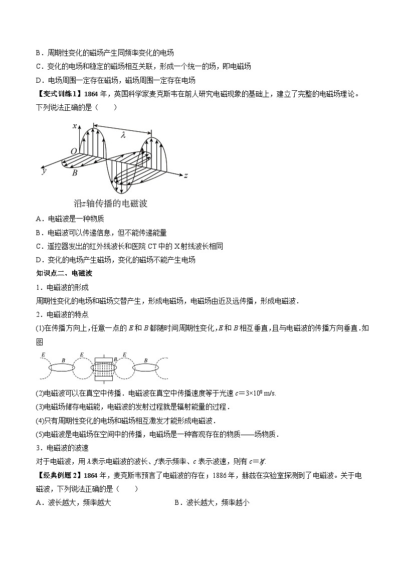 高一物理同步精品讲义(人教2019必修第三册)13.4电磁波的发现及应用(学生版+解析)02