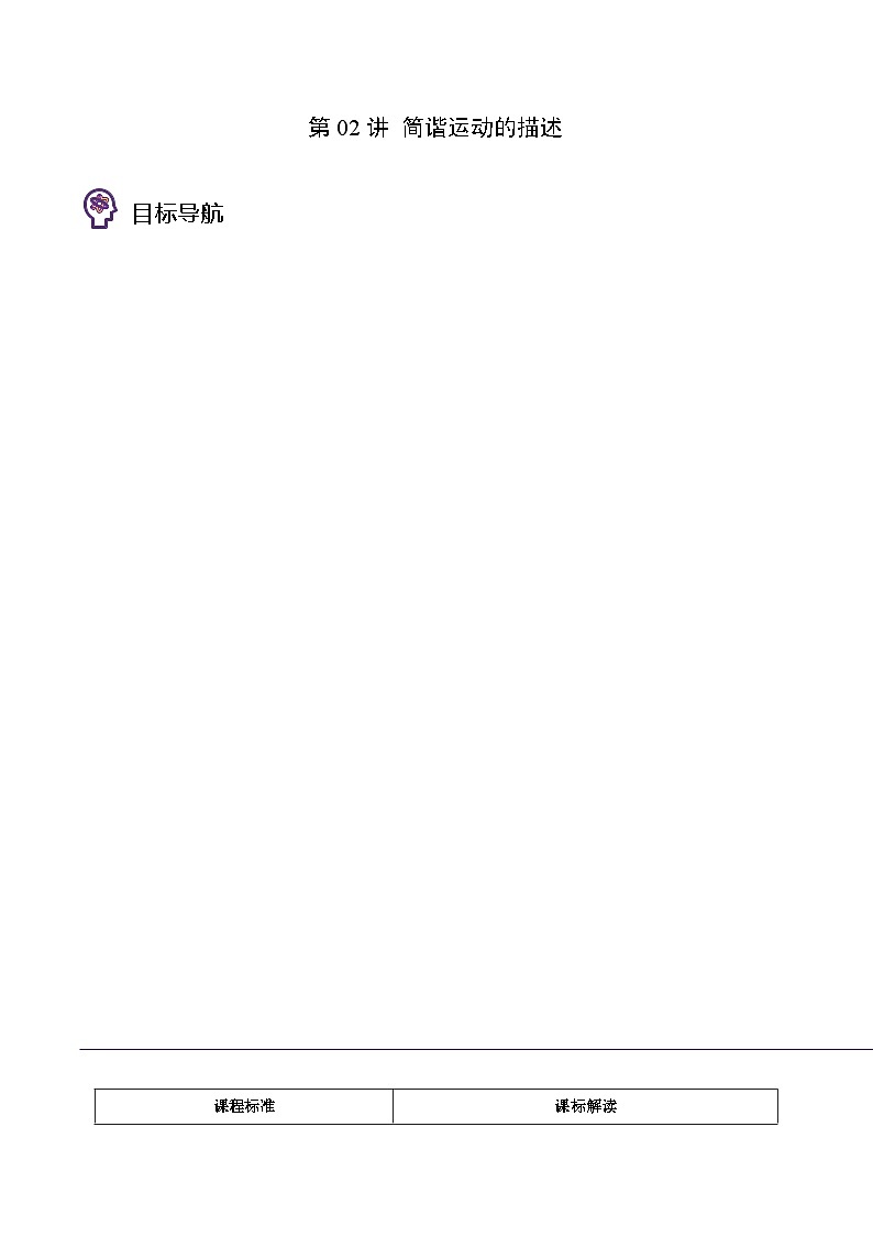 物理同步精品讲义(人教2019选择性必修一)第02讲简谐运动的描述(原卷版+解析)01