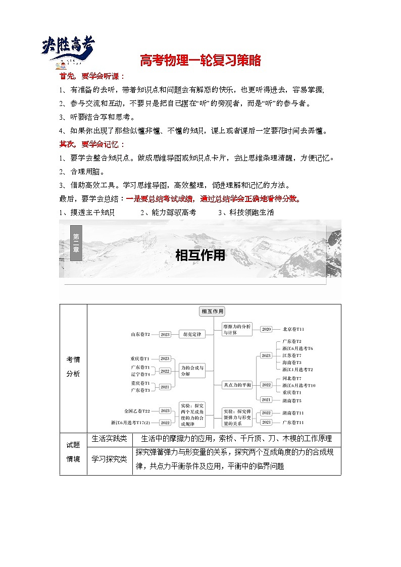 第二章　第1课时　重力　弹力　摩擦力（教师版）第1页