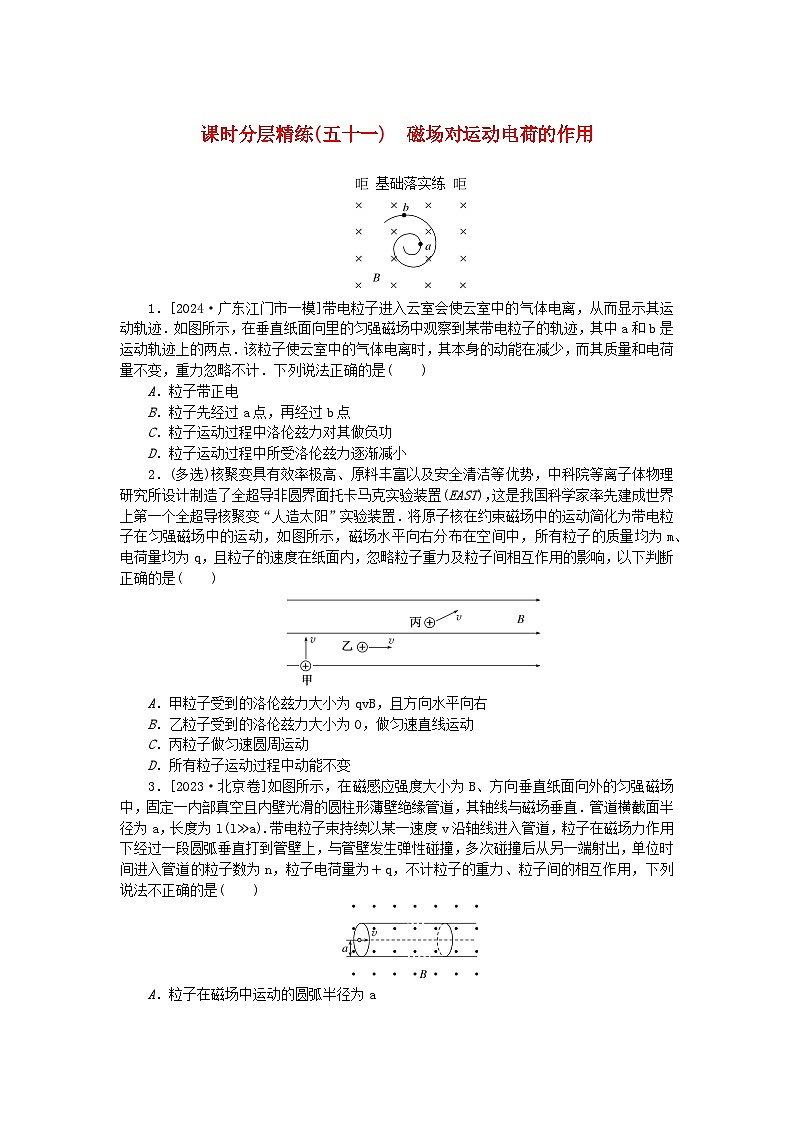 2025版高考物理全程一轮复习训练题课时分层精练五十一磁吃运动电荷的作用第1页