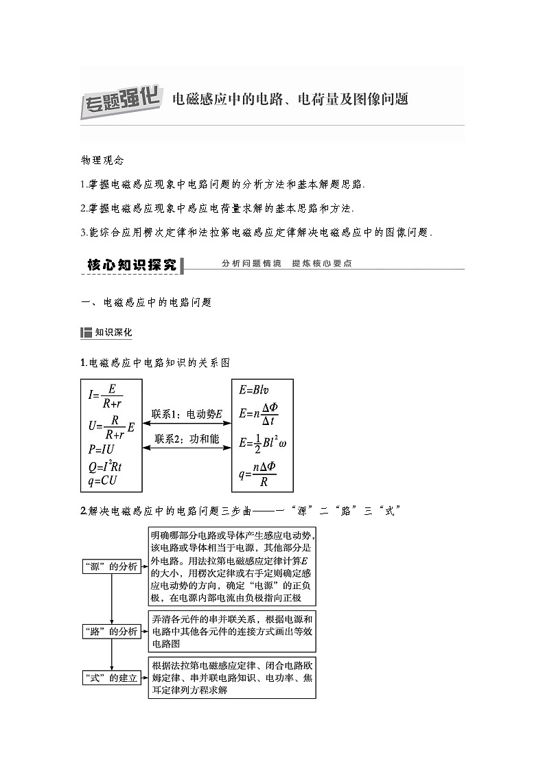 人教版2019选择性必修第二册 新教材同步 第二章 专题强化 电磁感应中的电路、电荷量及图像问题导学案（教师版+学生版）01