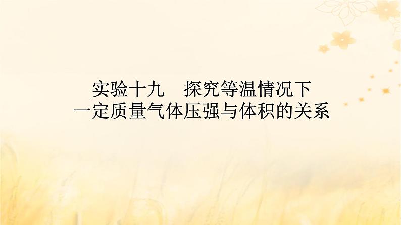 2025版高考物理全程一轮复习第十四章热学实验十九探究等温情况下一定质量气体压强与体积的关系课件01