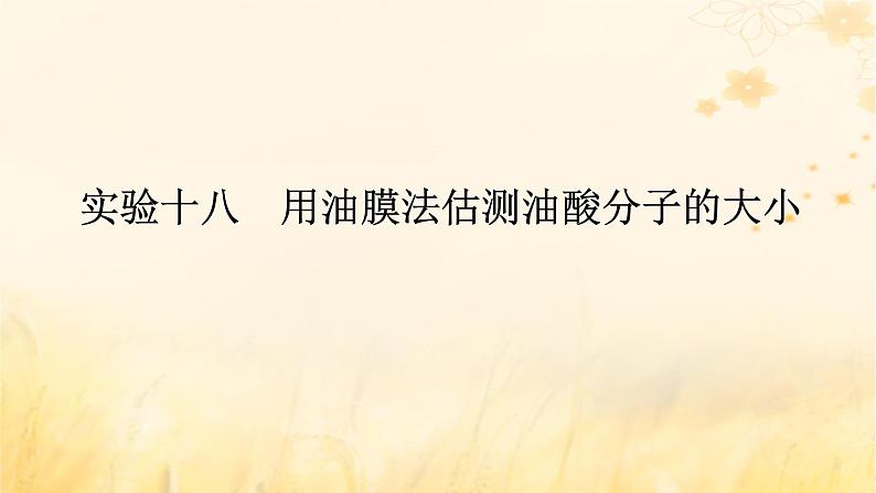 2025版高考物理全程一轮复习第十四章热学实验十八用油膜法估测油酸分子的大小课件01