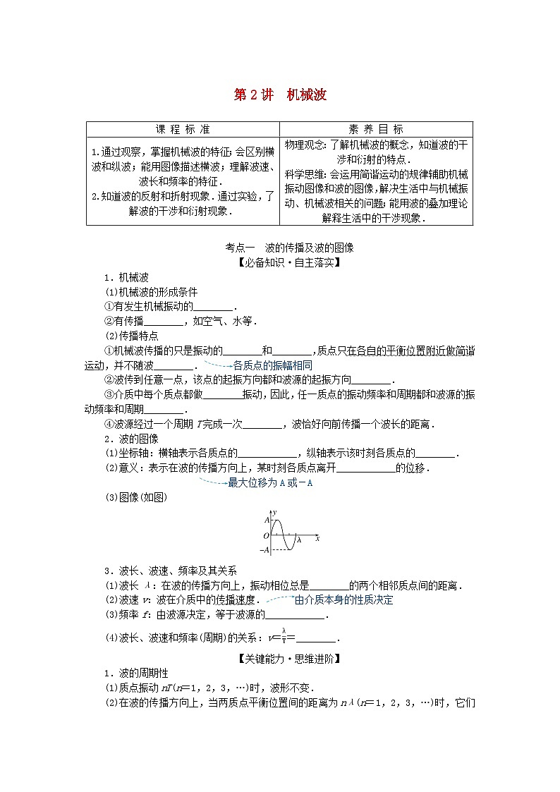 2025版高考物理全程一轮复习第八章机械振动与机械波第二讲机械波学案第1页