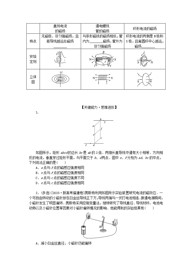 2025版高考物理全程一轮复习第十一章磁场安培力与洛伦兹力第一讲磁场及其对电流的作用学案02