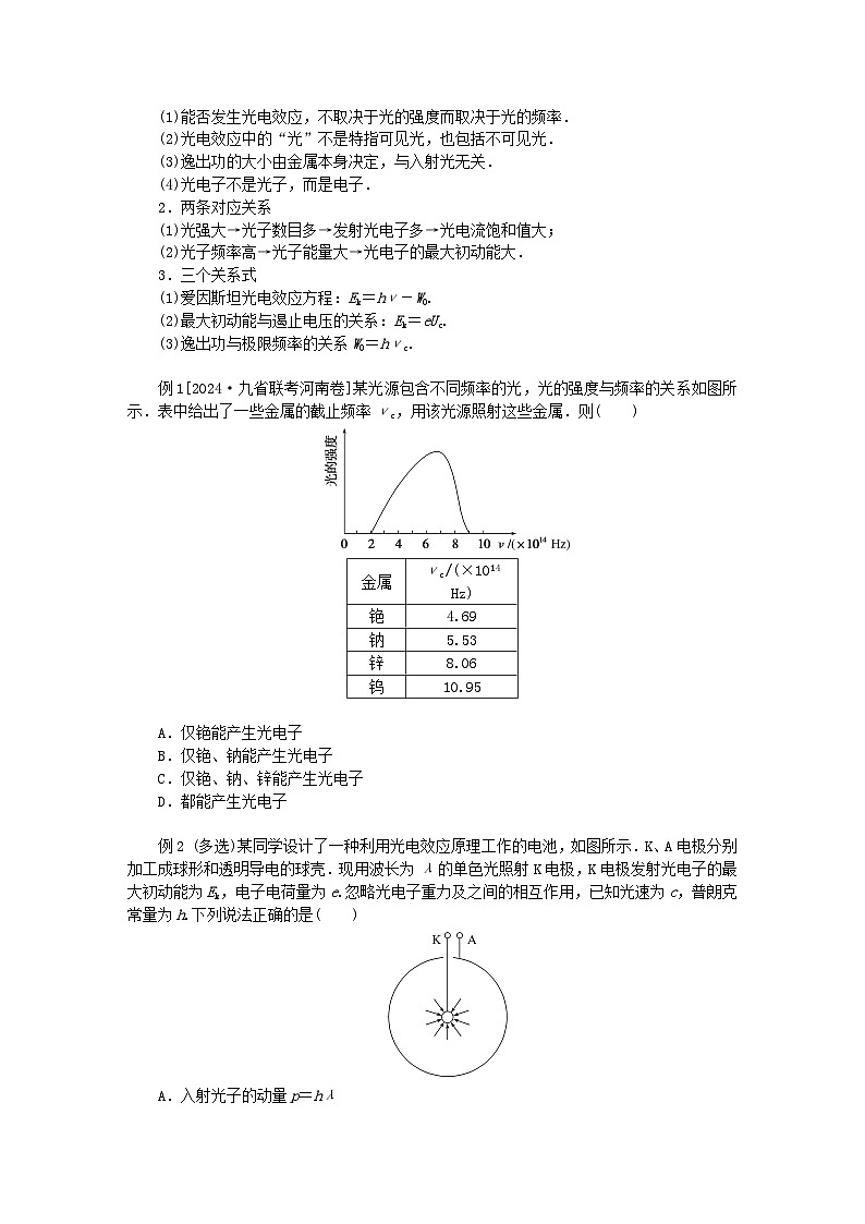 2025版高考物理全程一轮复习第十六章波粒二象性原子结构原子核第一讲波粒二象性学案02