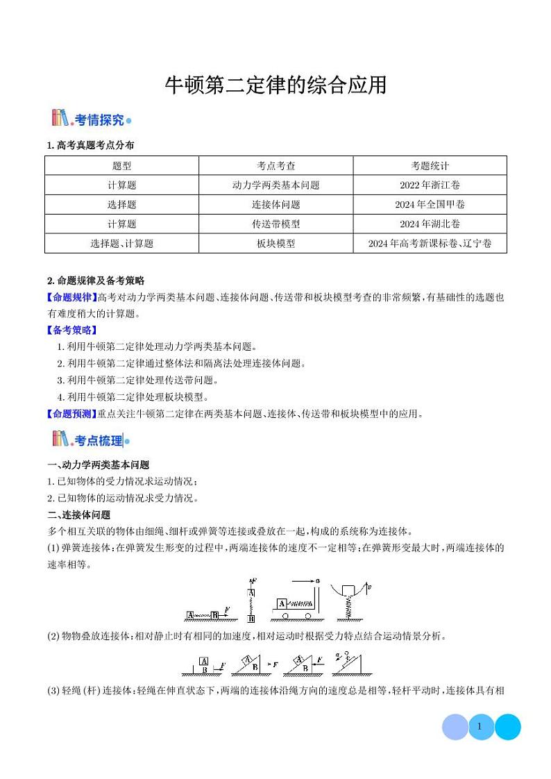 牛顿第二定律的综合应用（学生版）第1页