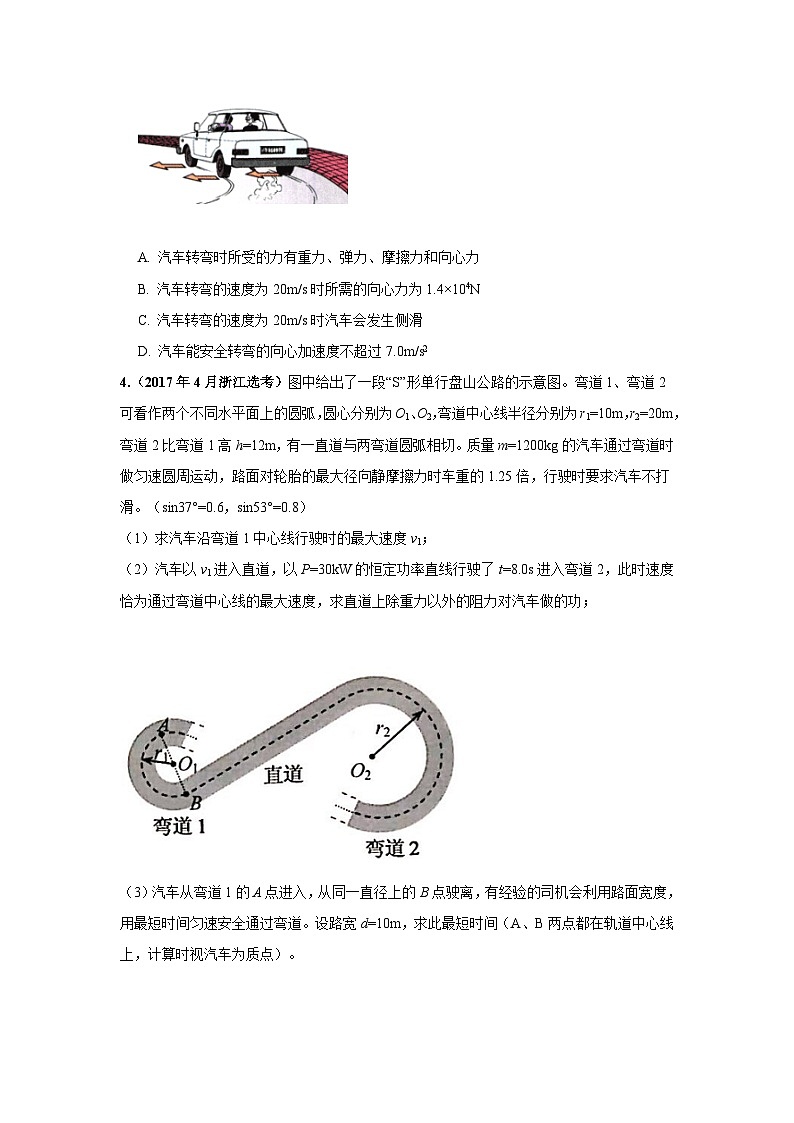 模型12 车辆转弯模型-2024高考物理二轮复习80模型最新模拟题专项训练03