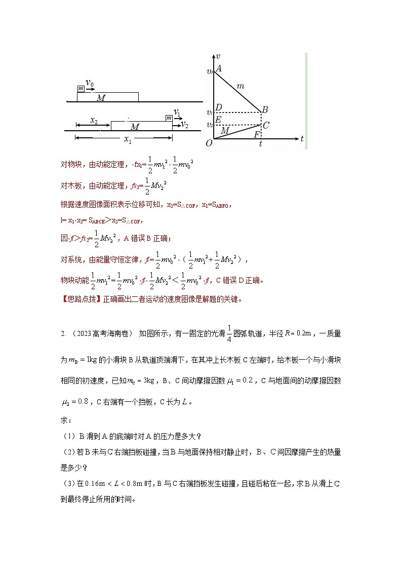 模型18 动力学板块模型-2024高考物理二轮复习80模型最新模拟题专项训练02