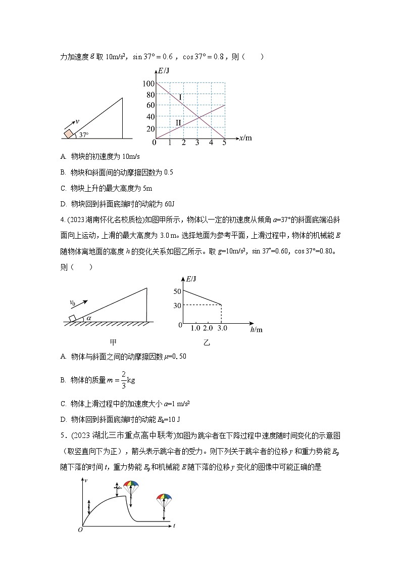 模型24 力、能量图像信息模型-2024高考物理二轮复习80模型最新模拟题专项训练03