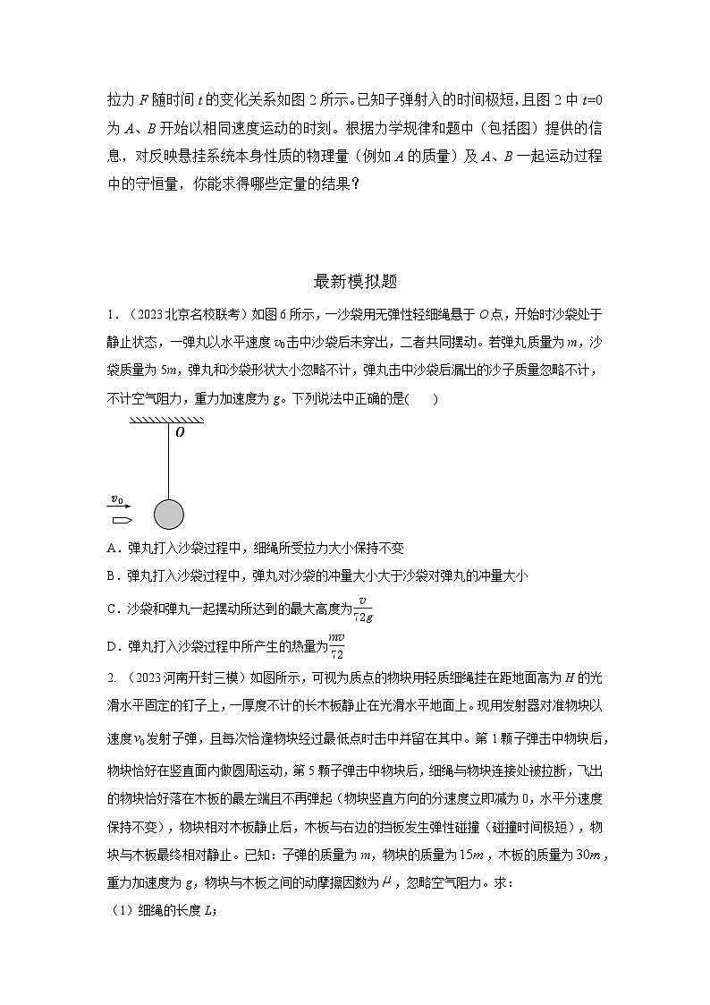 模型31 子弹打木块模型-2024高考物理二轮复习80模型最新模拟题专项训练02