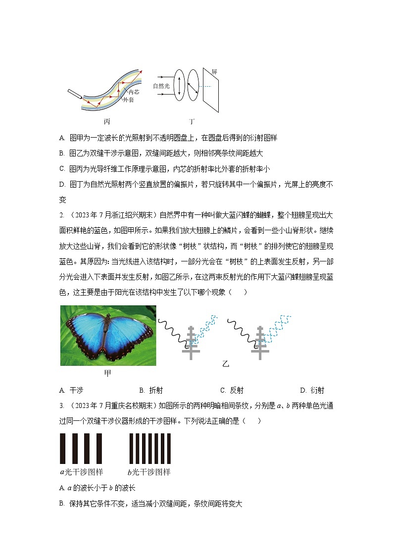 专题72 光学+光的干涉衍射和偏振-2024高考物理二轮复习80模型最新模拟题专项训练03