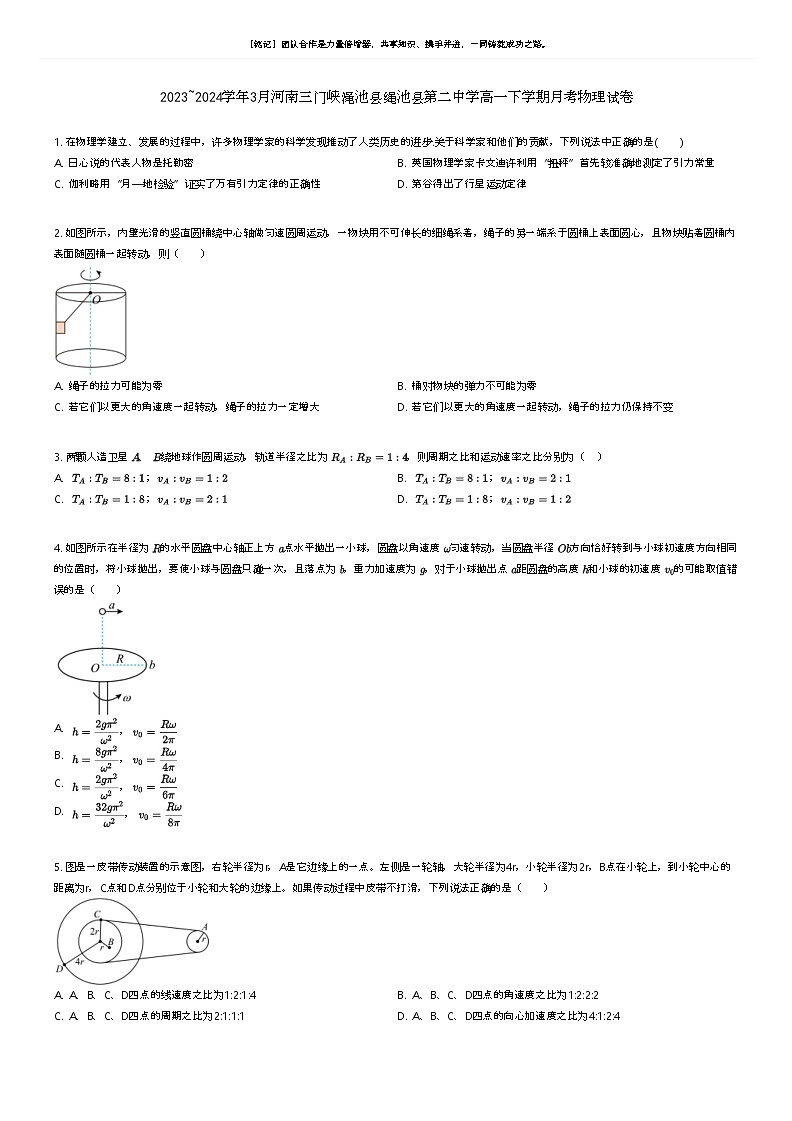 [物理]2023_2024学年3月河南三门峡渑池县绳池县第二中学高一下学期月考物理试卷原题版第1页