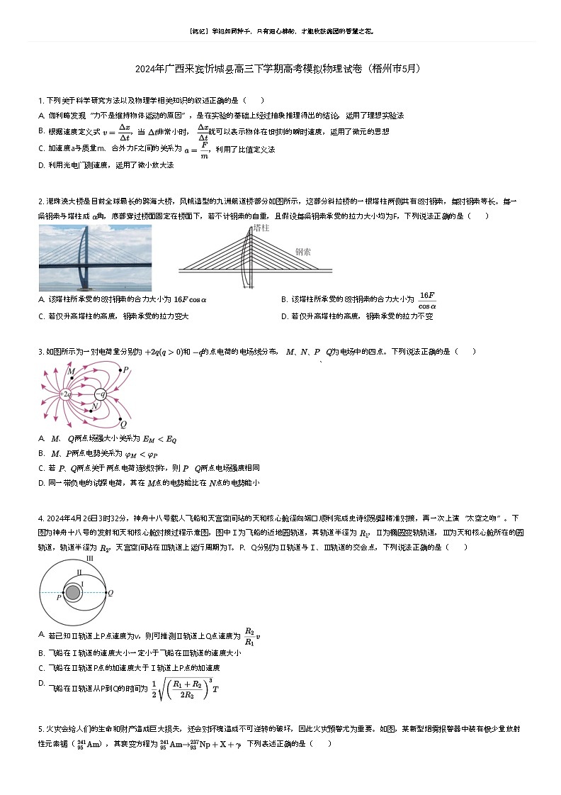 [物理]2024年广西来宾忻城县高三下学期高考模拟物理试卷(梧州市5月)(原题版+解析版)01