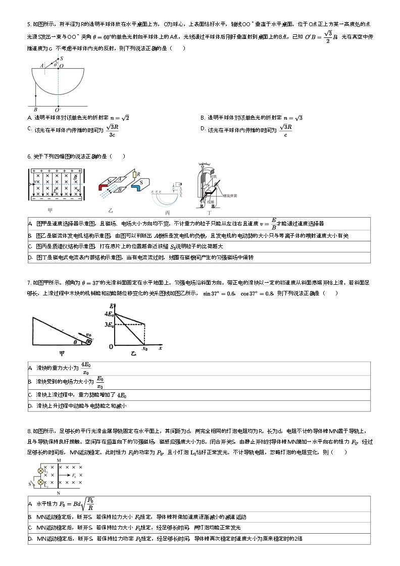 [物理]2024年山西晋城城区晋城市第一中学高三下学期高考模拟物理试卷原题版第2页
