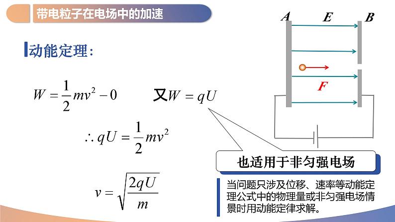 人教版（2019）高中物理必修第三册第十章第5节《带电粒子在电场中的运动》课件06