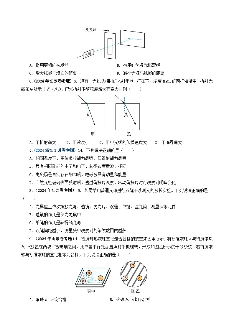专题14  光学-2024年高考真题和模拟题物理分类汇编（教师卷+学生卷）02