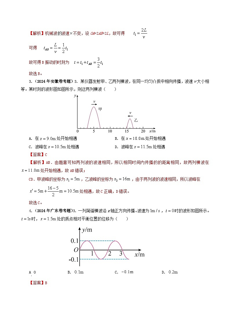 专题15 机械波-2024年高考真题和模拟题物理分类汇编（教师卷+学生卷）02