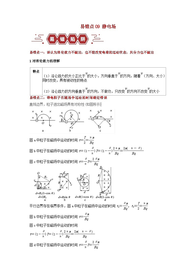 新高考专用备战2024年高考物理易错题精选易错点11磁场4大陷阱学生版docx01