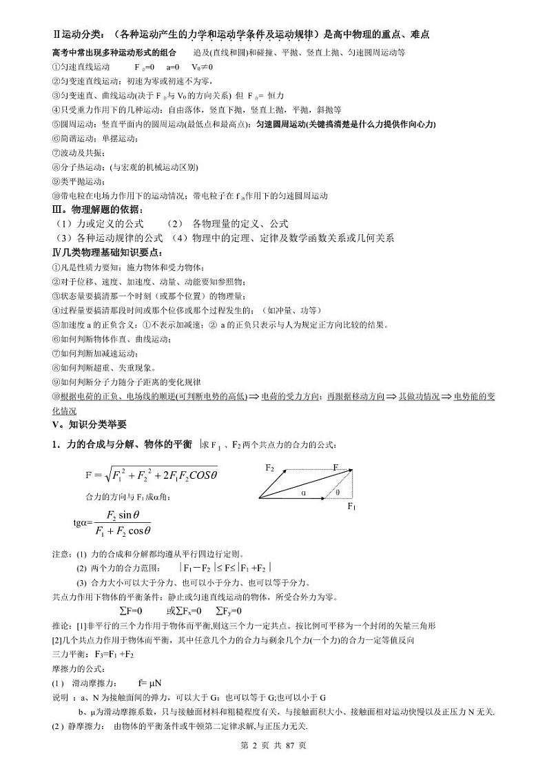 高中物理知识点归纳汇总（通用版）【必背考点知识】02