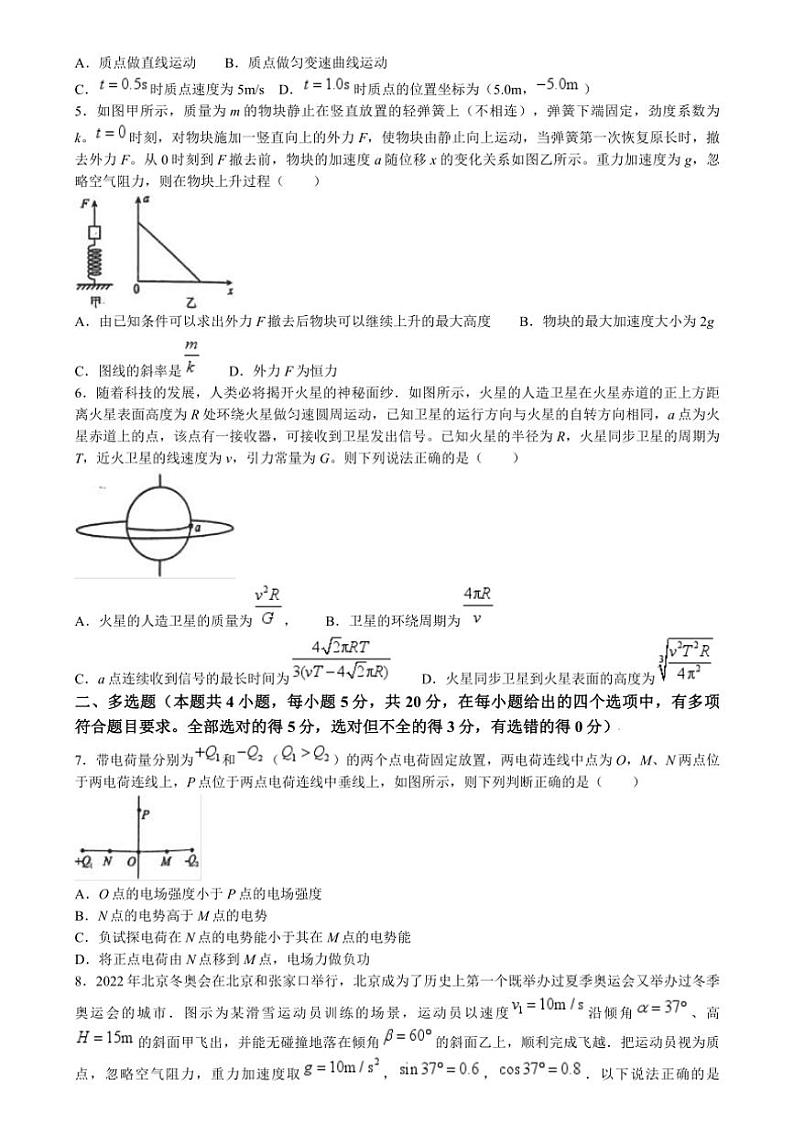 [物理]湖南省长沙市雅礼实验中学2024～2025学年高三上学期入学考试物理试题(有解析)02
