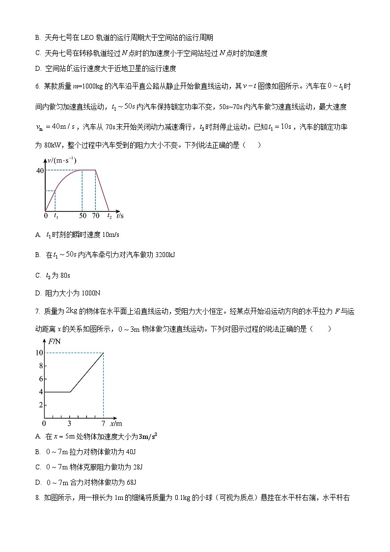 四川省达州外国语学校2023-2024学年高一下学期期中考试物理试题（原卷版+解析版）03