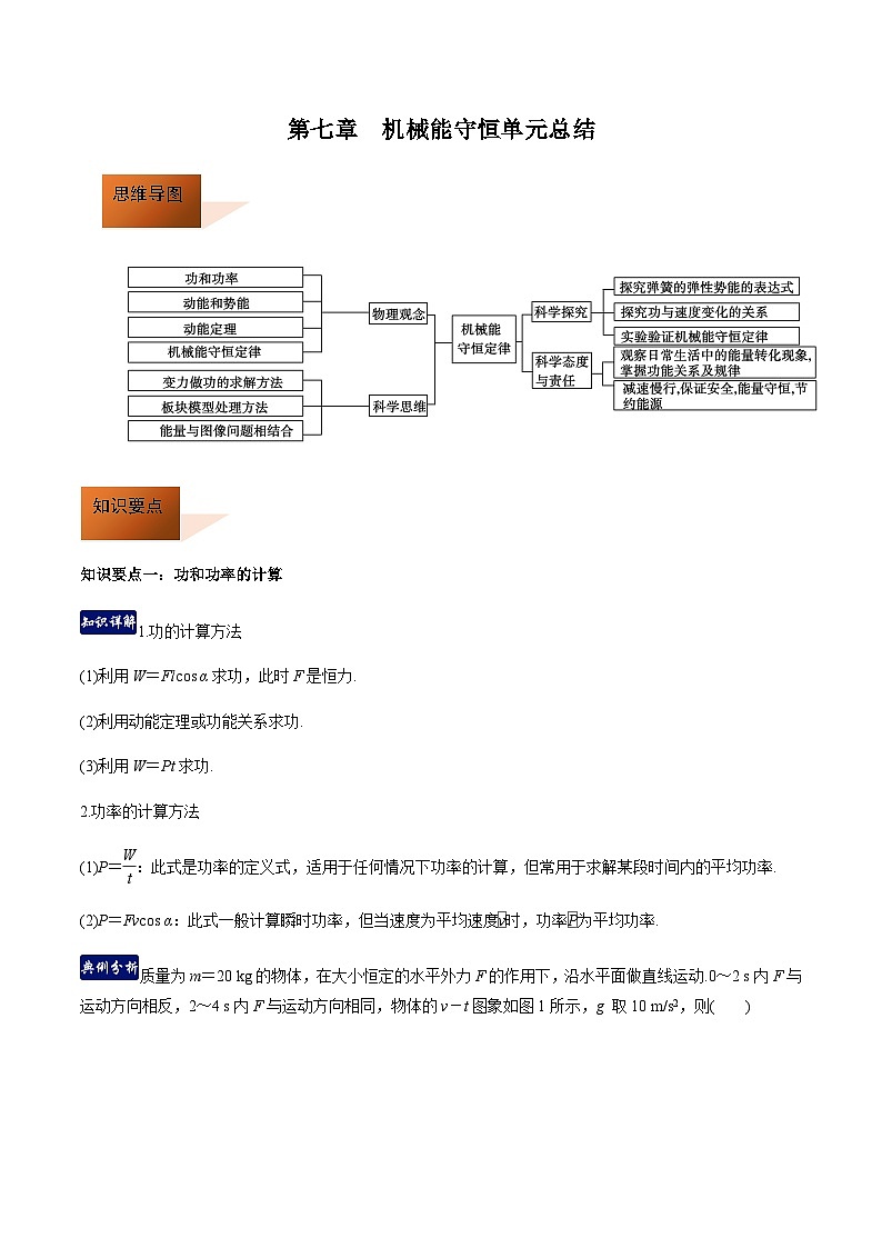 第七章机械能守恒定律（单元总结）（原卷版）第1页