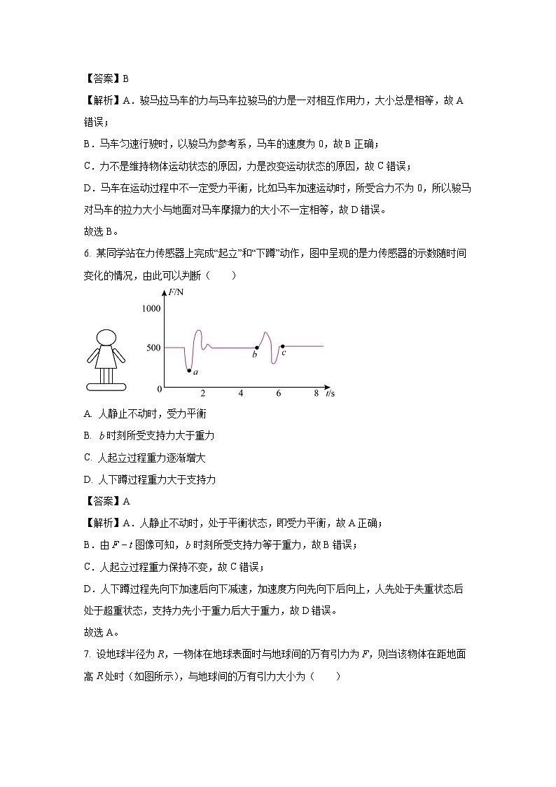 [物理]湖南省普通高中2023-2024学年高二下学期学业水平合格性考试(压轴卷)试题(解析版)第3页