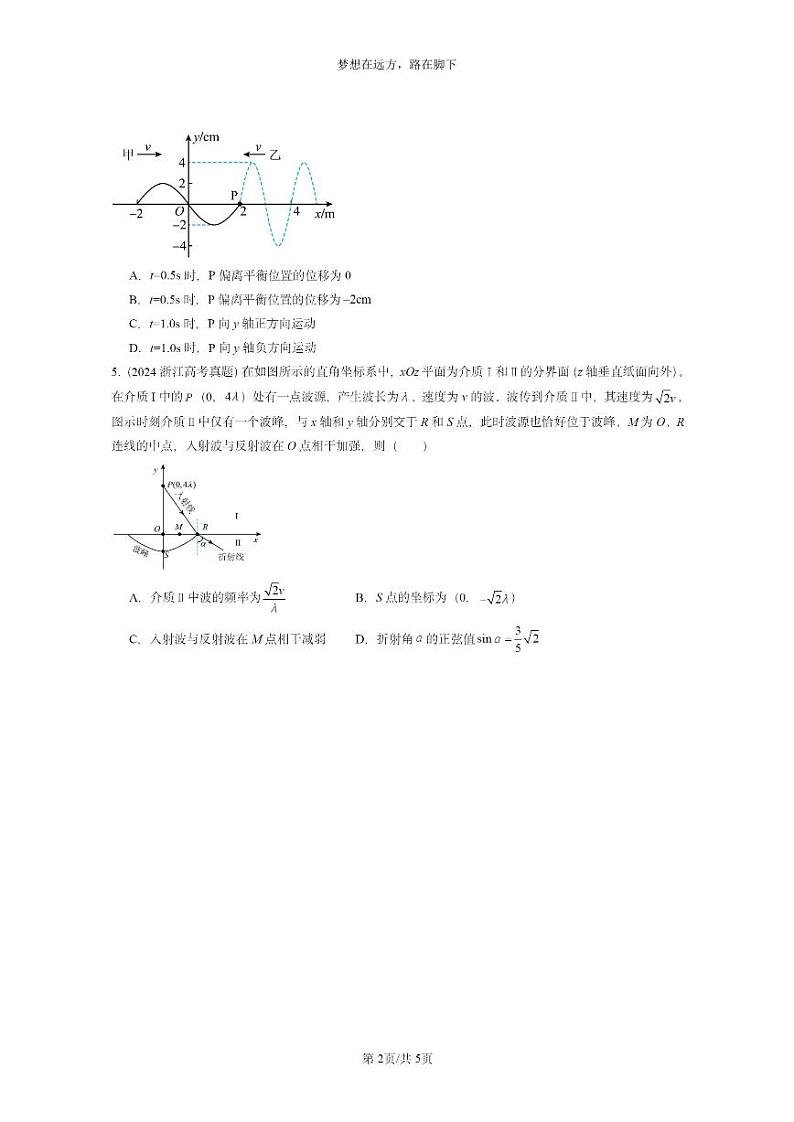 [物理]2024全国高考真题物理真题分类汇编：波的干涉第2页
