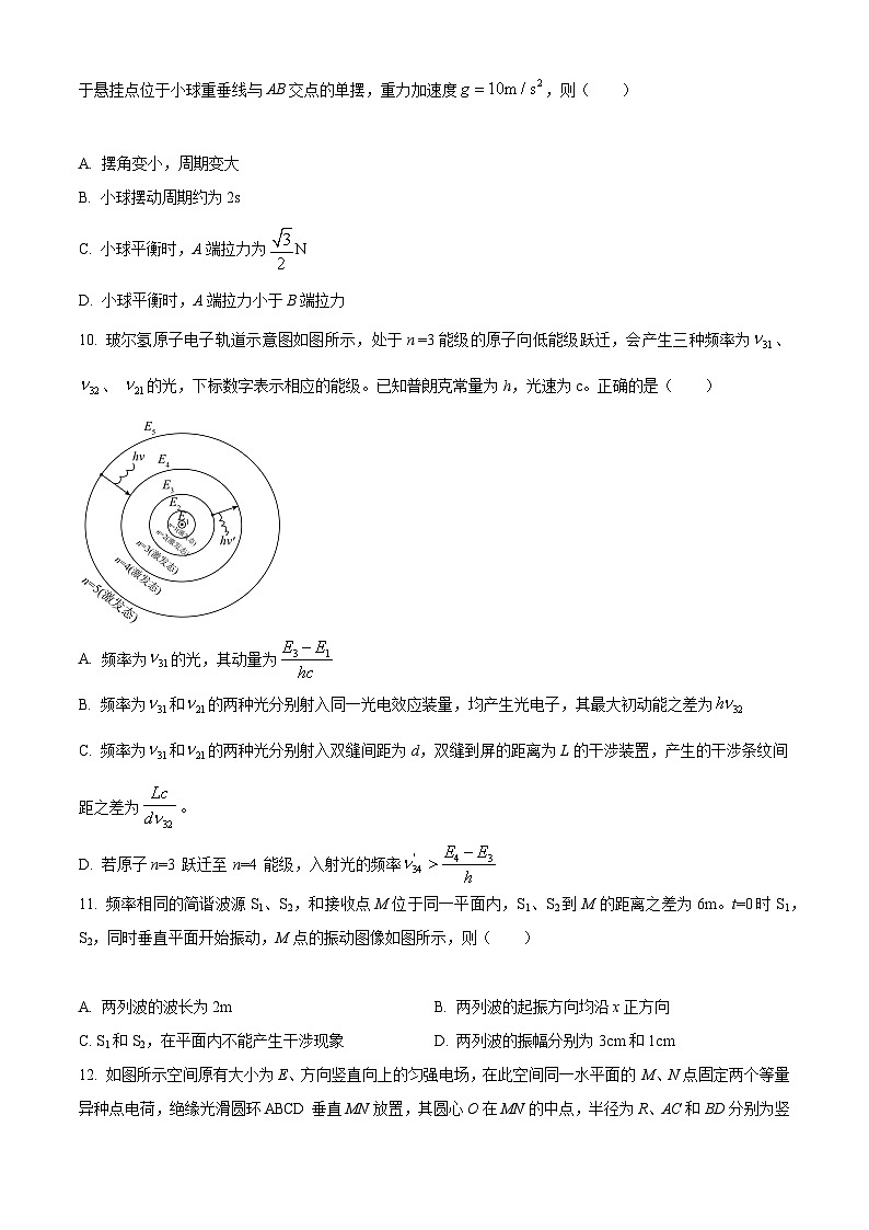 2024年新高考6月浙江卷物理高考真题解析（原卷+解析）03