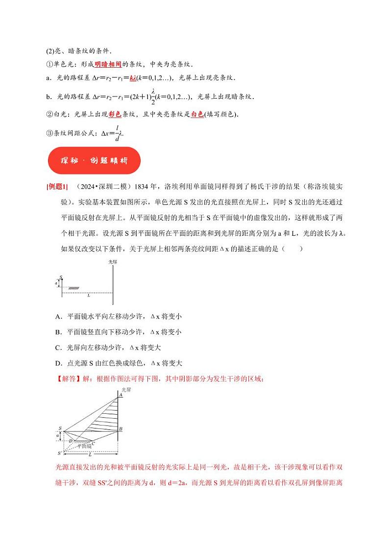 第30讲　光的干涉、衍射和偏振（含答案） 2025届高考物理一轮复习考点精讲精练（全国通用）02