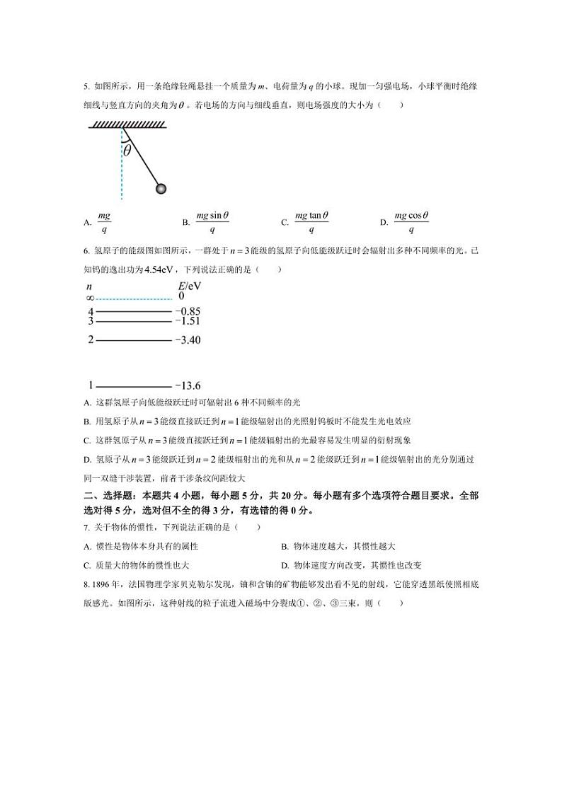 [物理][期末]湖南省长沙市平高集团六校2023～2024学年高二上学期期末质量监测联考物理试卷(有答案)第2页