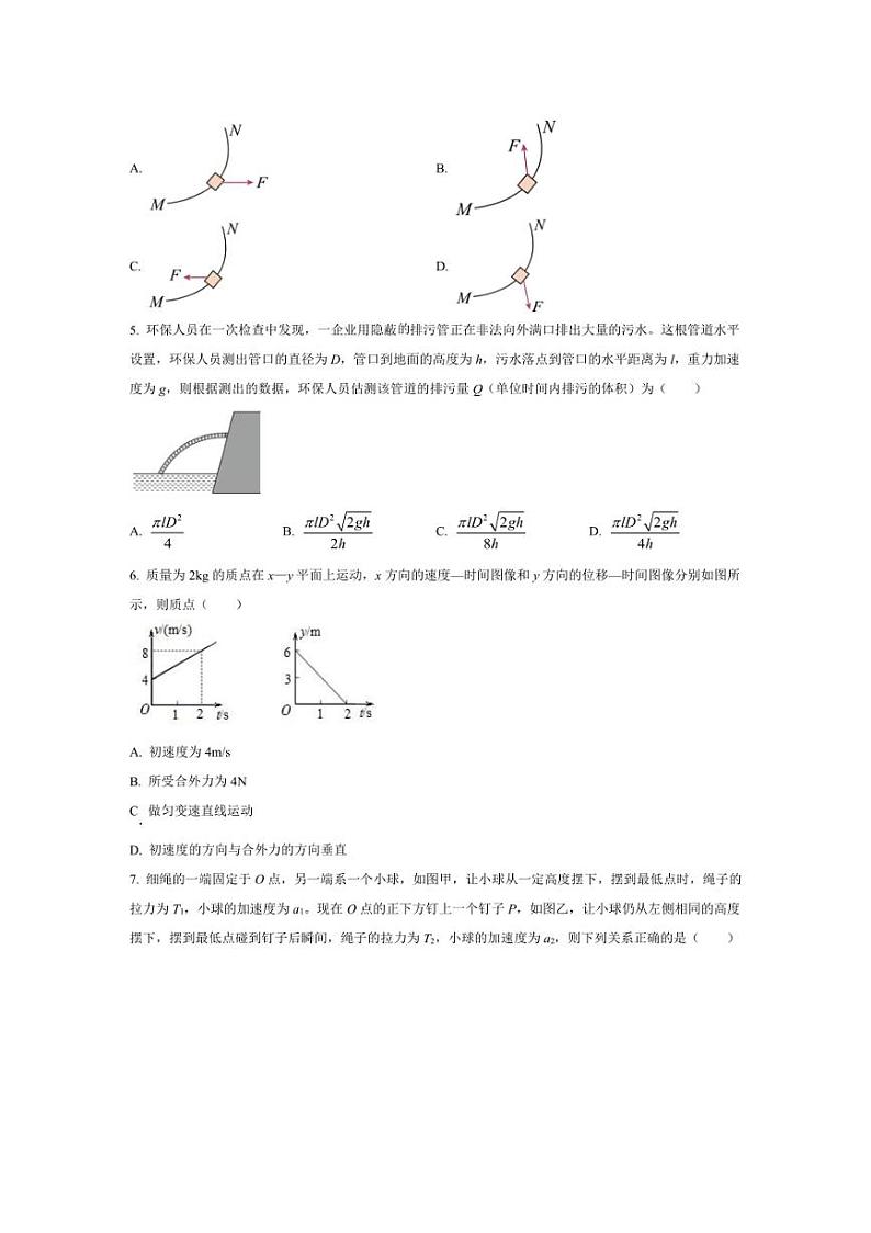 [物理][期中]河南省周口市鹿邑县2023～2024学年高一下学期期中考试物理试题(有答案)第2页