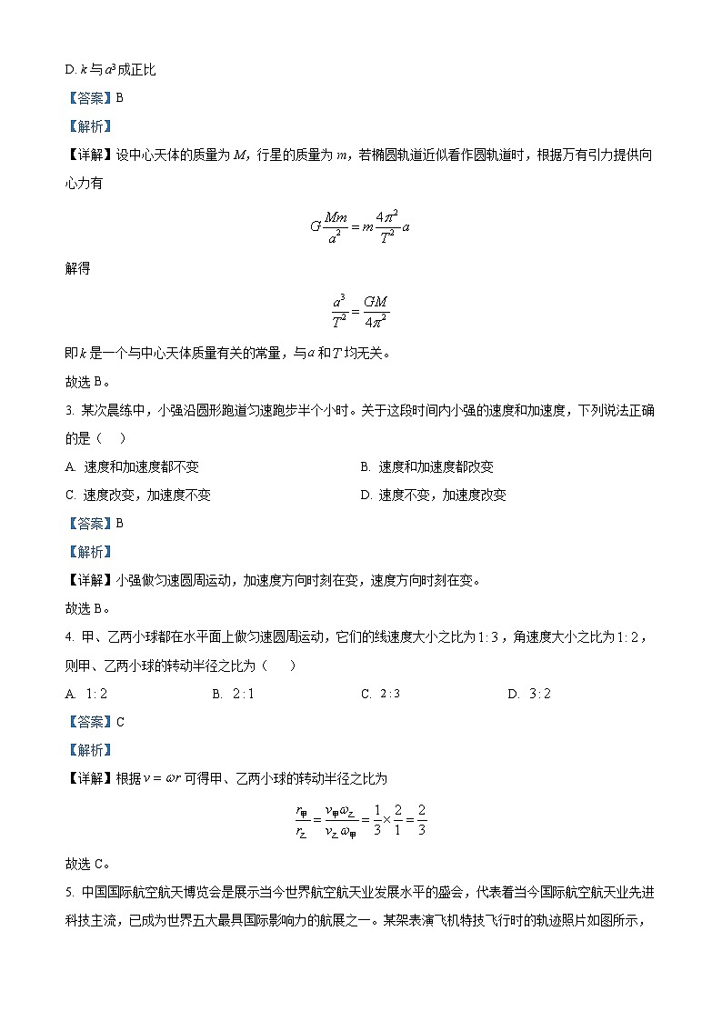吉林省部分名校2023-2024学年高一下学期期中联考物理试卷（原卷版+解析版）02