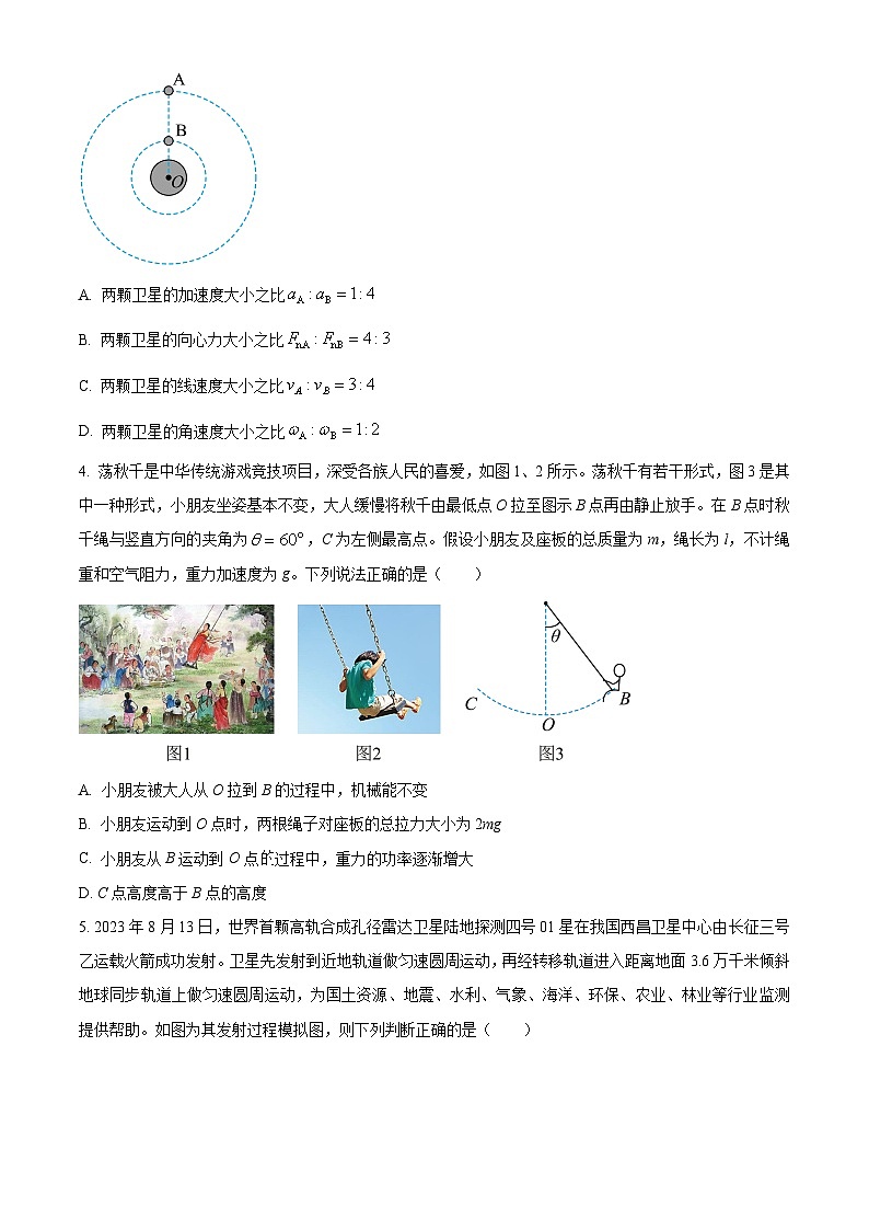 安徽省天一大联考2023-2024学年高一下学期期末质量检测物理试卷（原卷版）02