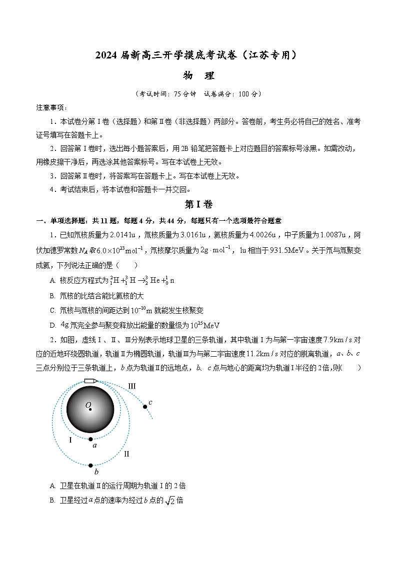 物理（江苏专用）（考试版）第1页