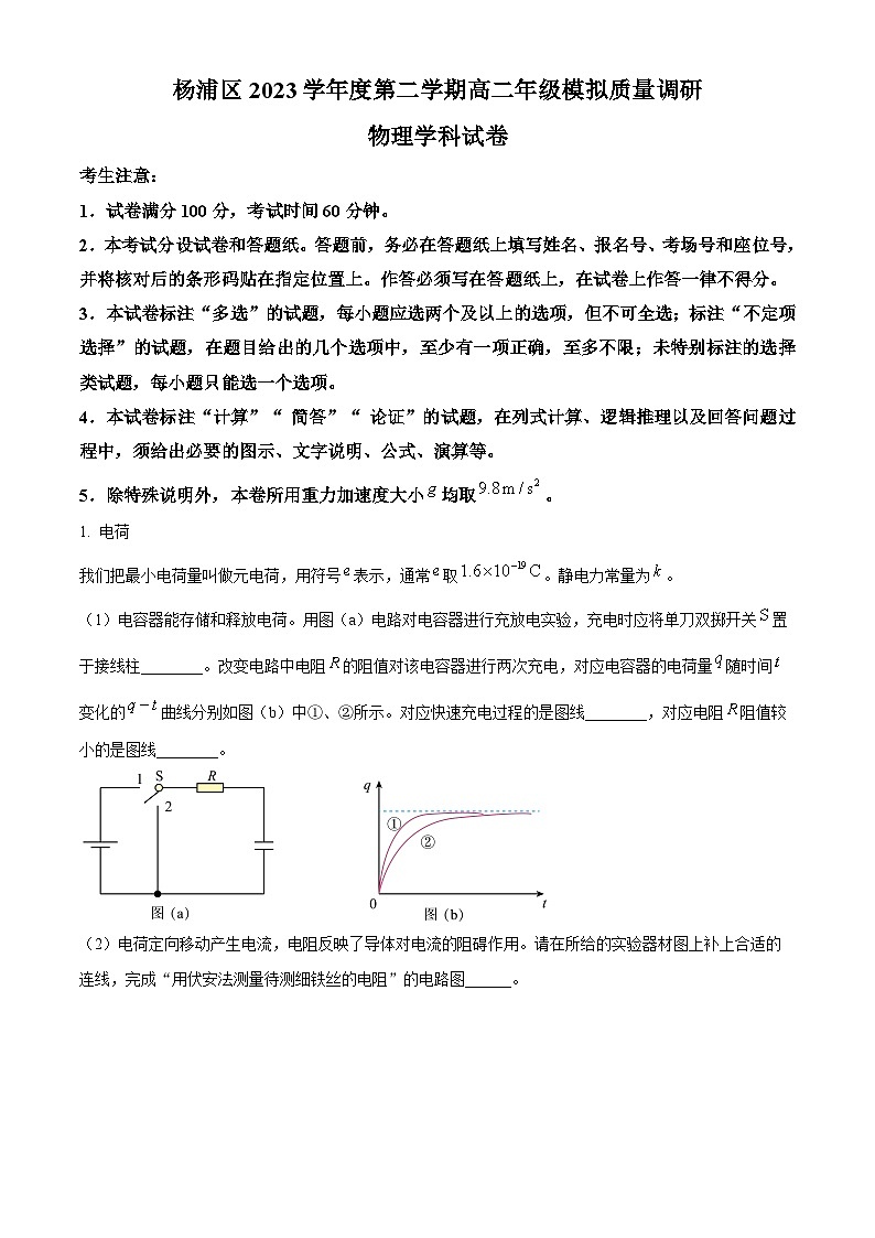 上海市杨浦区2023-2024学年高二下学期6月期末模拟考试物理试卷（Word版附解析）01