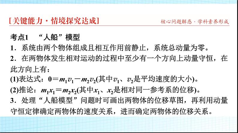 鲁科版高中物理选择性必修第一册第1章素养培优课(一)动量守恒定律的综合应用的两种模型课件03