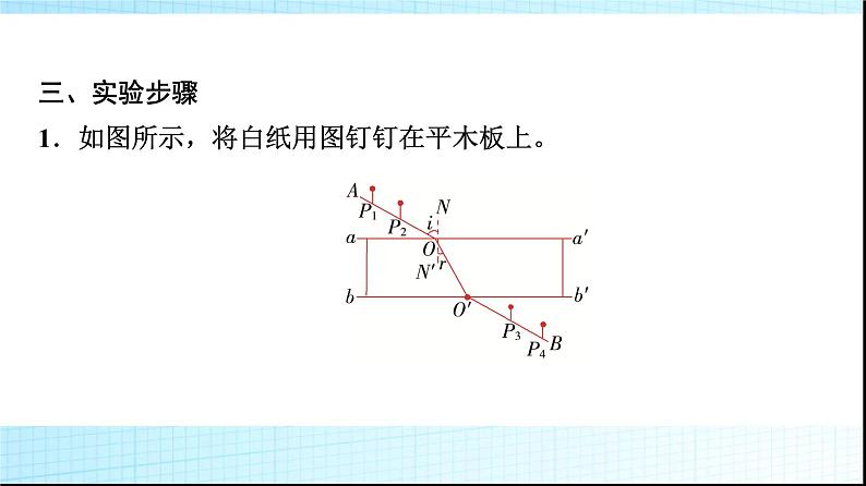 鲁科版高中物理选择性必修第一册第4章第2节科学测量玻璃的折射率课件第4页