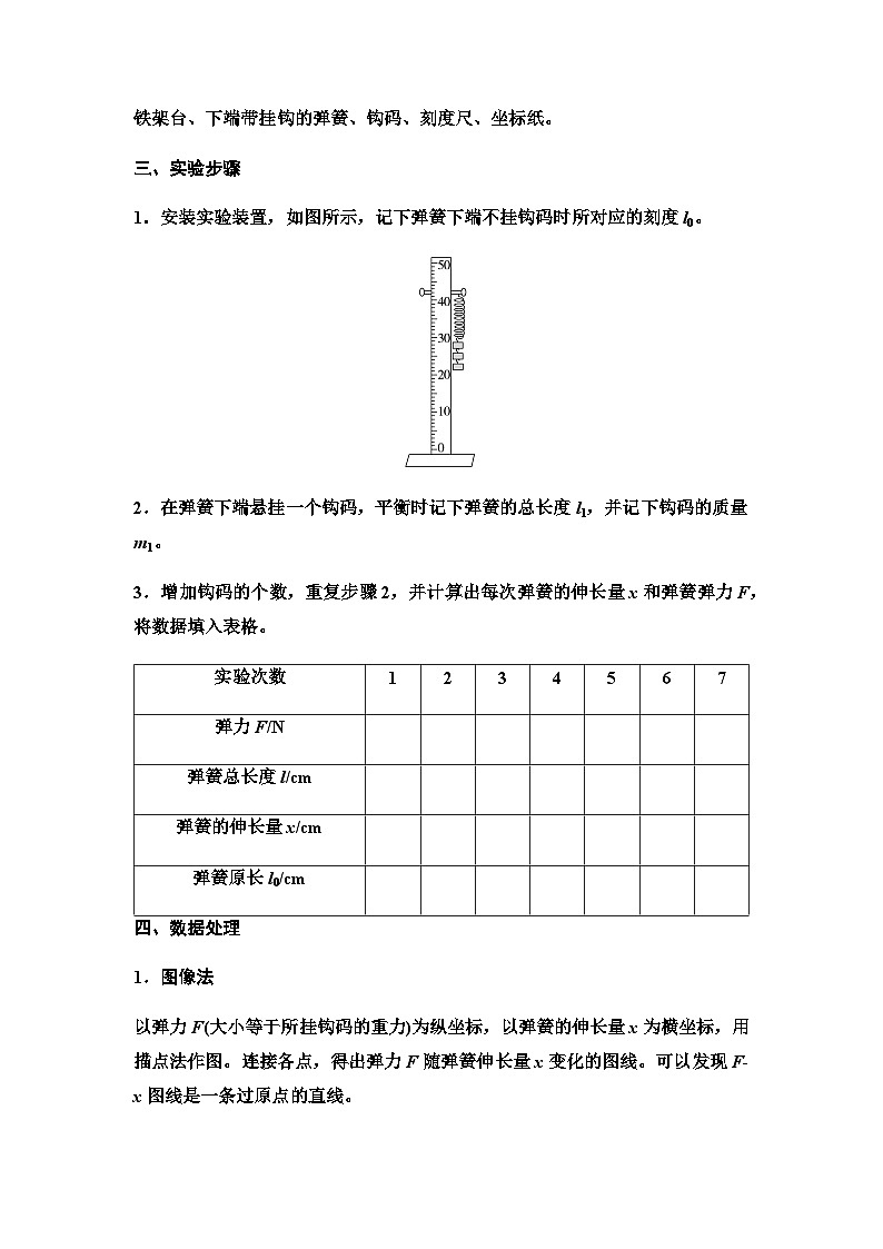 鲁科版高中物理必修第一册第3章实验探究弹簧弹力的大小与伸长量的关系学案第2页
