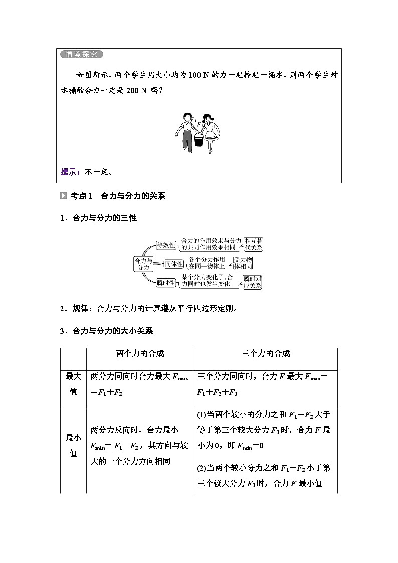 鲁科版高中物理必修第一册第4章第1节科学探究力的合成学案03