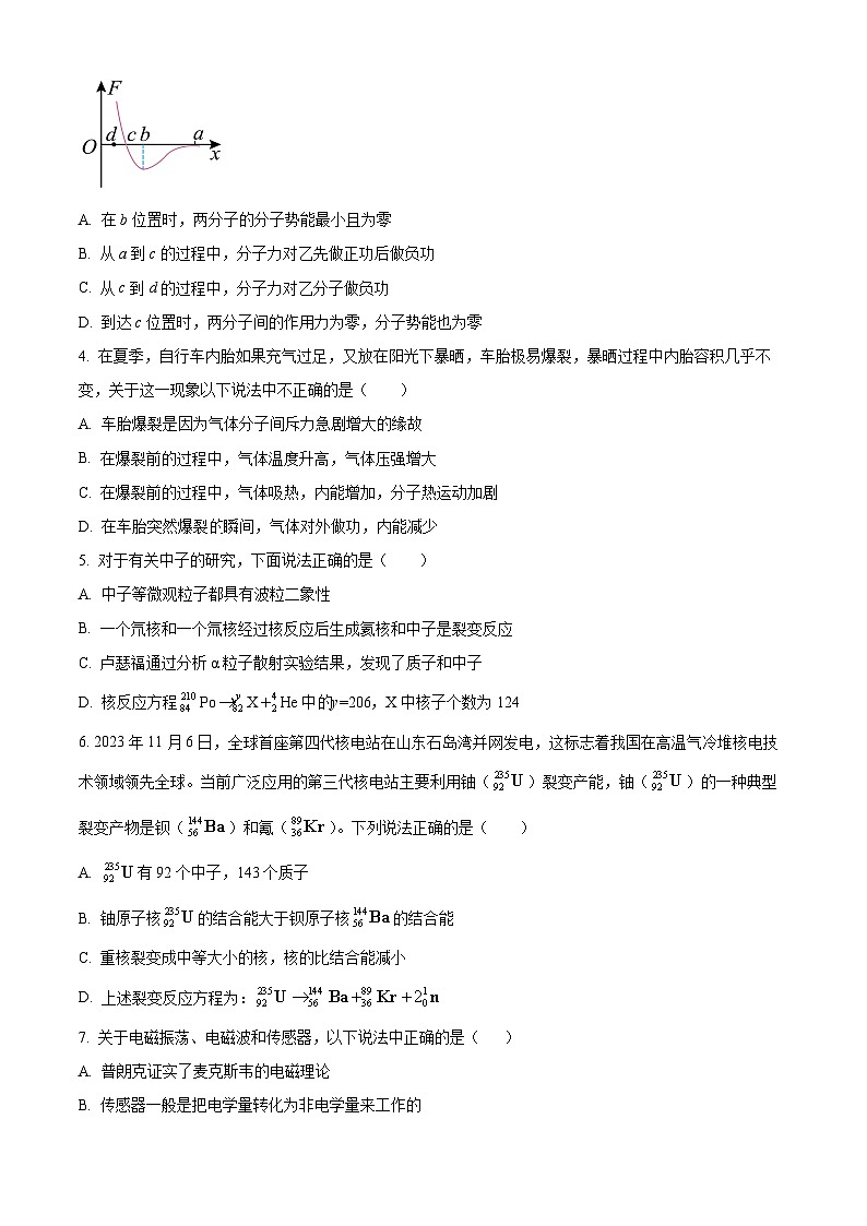 吉林省吉林地区普通高中友好学校联合体2023-2024学年高二下学期期末物理试题（原卷版+解析版）02