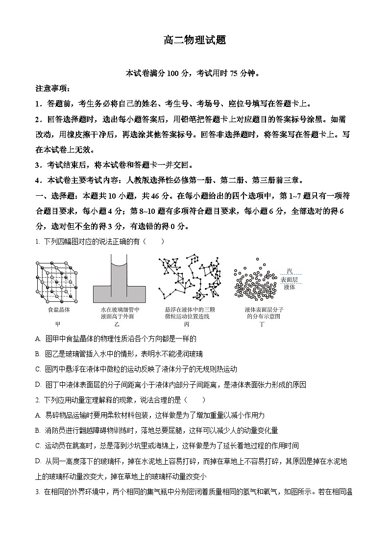 山西省临汾市部分学校2023-2024学年高二下学期期末考试物理试题（原卷版）01